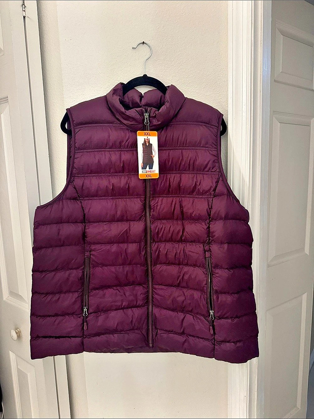 32 Degrees 32HEAT puffer vest Puffer Vest in Burgundy XXL NWT